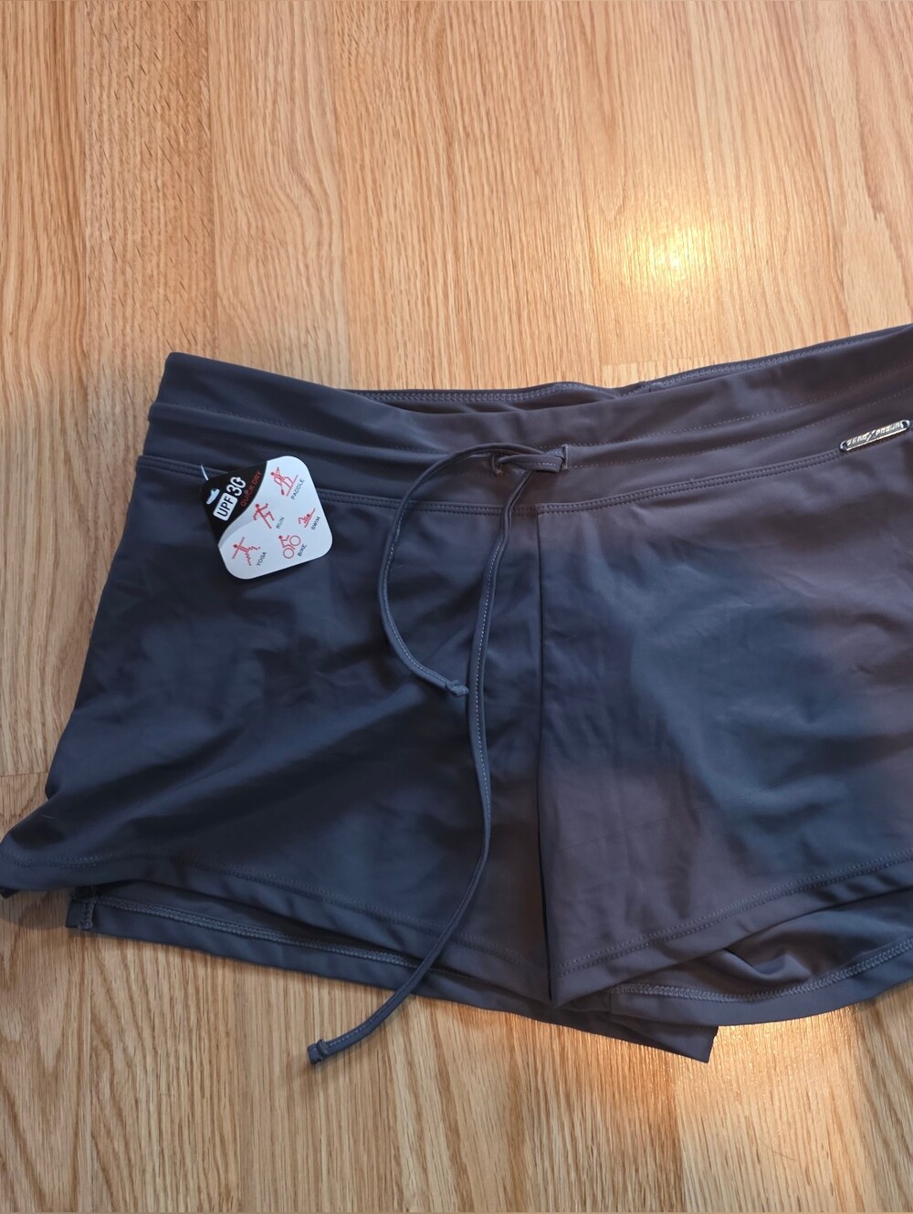 Women's Gray Swim Shorts with Drawstring